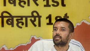 LJP chief Chirag Paswan addresses a press conference, at party office in Patna.(PTI) LJP chief Chirag Paswan addresses a press conference, at party office in Patna.(PTI)