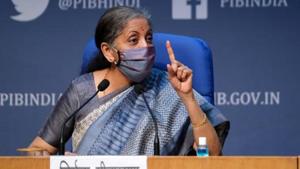 Finance minister Nirmala Sitharaman in a press conference.(Bloomberg file photo) Finance minister Nirmala Sitharaman in a press conference.(Bloomberg file photo)