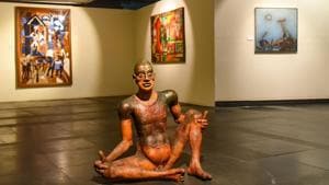 Art sculpture on display inside National Gallery of Modern Art after it re-opened amid coronavirus outbreak, in New Delhi, India, on Tuesday, November 10, 2020. (Amal KS/HT PHOTO) Art sculpture on display inside National Gallery of Modern Art after it re-opened amid coronavirus outbreak, in New Delhi, India, on Tuesday, November 10, 2020. (Amal KS/HT PHOTO)