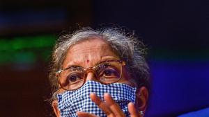 Union finance minister Nirmala Sitharaman addresses a press conference, in New Delhi, Wednesday.(PTI) Union finance minister Nirmala Sitharaman addresses a press conference, in New Delhi, Wednesday.(PTI)
