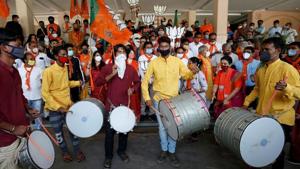 Supporters of Bharatiya Janata Party celebrate the results of the Bihar assembly election on November 10.(REUTERS) Supporters of Bharatiya Janata Party celebrate the results of the Bihar assembly election on November 10.(REUTERS)
