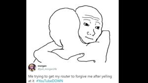 Here’s how someone reacted to YouTube being down.(Twitter/@just_morgan24k) Here’s how someone reacted to YouTube being down.(Twitter/@just_morgan24k)