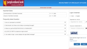 PNB SO admit card 2020.(Screengrab) PNB SO admit card 2020.(Screengrab)