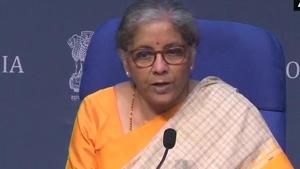 Finance minister Nirmala Sitharaman addressed the media on Thursday.(ANI Photo) Finance minister Nirmala Sitharaman addressed the media on Thursday.(ANI Photo)