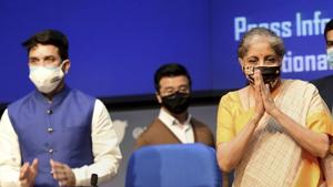 Finance minister Nirmala Sitharaman announced Atmanirbhar Bharat Rozgar Yojana on Thursday.(PTI) Finance minister Nirmala Sitharaman announced Atmanirbhar Bharat Rozgar Yojana on Thursday.(PTI)
