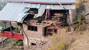 A house damaged in a ceasefire violation by Pakistani shelling across areas near LoC on Friday. Indian Army has retaliated befittingly.(ANI Photo) A house damaged in a ceasefire violation by Pakistani shelling across areas near LoC on Friday. Indian Army has retaliated befittingly.(ANI Photo)