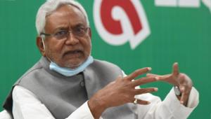 Bihar chief minister Nitish Kumar addressing a press conference at JDU office in Patna, Bihar on Thursday.(Santosh Kumar/HT Photo) Bihar chief minister Nitish Kumar addressing a press conference at JDU office in Patna, Bihar on Thursday.(Santosh Kumar/HT Photo)