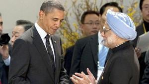 Former US President Barack Obama with former Prime Minister Manmohan Singh before the start of the 2012 Seoul Nuclear Security Summit working dinner at the Coex Center in Seoul.(AFP File Photo) Former US President Barack Obama with former Prime Minister Manmohan Singh before the start of the 2012 Seoul Nuclear Security Summit working dinner at the Coex Center in Seoul.(AFP File Photo)