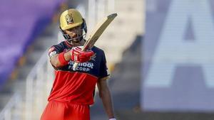 Royal Challengers Bangalore player Devdutt Padikkal reacts after scoring the half-century during IPL 2020 cricket match against Rajasthan Royals, at Sheikh Zayed Stadium in Abu Dhabi.(PTI) Royal Challengers Bangalore player Devdutt Padikkal reacts after scoring the half-century during IPL 2020 cricket match against Rajasthan Royals, at Sheikh Zayed Stadium in Abu Dhabi.(PTI)