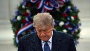US President Donald Trump leaves after placing a wreath at the Tomb of the Unknown Soldier on Veterans Day at Arlington National Cemetery in Arlington, Virginia, on November 11.(AFP) US President Donald Trump leaves after placing a wreath at the Tomb of the Unknown Soldier on Veterans Day at Arlington National Cemetery in Arlington, Virginia, on November 11.(AFP)