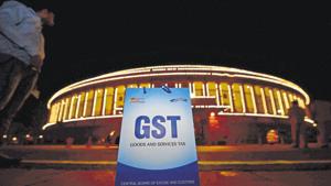 An illuminated Parliament ahead of the midnight launch of Goods and Services Tax (GST) in New Delhi in 2017.(PTI FILE) An illuminated Parliament ahead of the midnight launch of Goods and Services Tax (GST) in New Delhi in 2017.(PTI FILE)