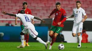 Portugal’s Cristiano Ronaldo in action with France’s N’Golo Kante.(Reuters) Portugal’s Cristiano Ronaldo in action with France’s N’Golo Kante.(Reuters)
