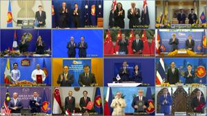 This image made from a teleconference provided by the Vietnam News Agency shows the leaders and trade ministers of the RCEP countries posing for a virtual group photo.(AP/ FILE) This image made from a teleconference provided by the Vietnam News Agency shows the leaders and trade ministers of the RCEP countries posing for a virtual group photo.(AP/ FILE)