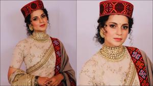 Kangana Ranaut dolls up in Kullu shawl, Sabyasachi saree and Pahadi cap(Instagram/kanganaranaut) Kangana Ranaut dolls up in Kullu shawl, Sabyasachi saree and Pahadi cap(Instagram/kanganaranaut)