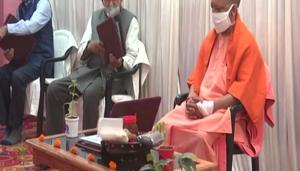Uttar Pradesh Chief Minister Yogi Adityanath launched ‘recycled incense sticks’ at an ashram of Gorakhnath Temple.(ANI) Uttar Pradesh Chief Minister Yogi Adityanath launched ‘recycled incense sticks’ at an ashram of Gorakhnath Temple.(ANI)
