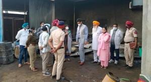 The scene of the blast at Lalru on Friday.(HT Photo) The scene of the blast at Lalru on Friday.(HT Photo)