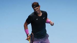 Spain's Rafael Nadal celebrates winning his group stage match against Russia's Andrey Rublev.(Action Images via Reuters) Spain's Rafael Nadal celebrates winning his group stage match against Russia's Andrey Rublev.(Action Images via Reuters)