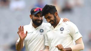 Mohammed Shami and Jasprit Bumrah of India chat during day four of the Third Test match in the series between Australia and India at Melbourne Cricket Ground on December 29, 2018 in Melbourne, Australia. (Photo by Quinn Rooney/Getty Images)(Getty Images) Mohammed Shami and Jasprit Bumrah of India chat during day four of the Third Test match in the series between Australia and India at Melbourne Cricket Ground on December 29, 2018 in Melbourne, Australia. (Photo by Quinn Rooney/Getty Images)(Getty Images)