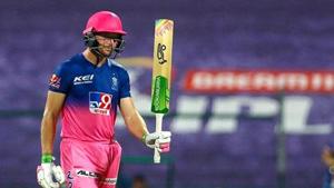 Abu Dhabi: Rajasthan Royals player Jos Buttler after scoring the half-century during IPL 2020 cricket match, at Sheikh Zayed Stadium in Abu Dhabi, United Arab Emirates, Tuesday, Oct. 6, 2020. (PTI Photo/Sportzpics for BCCI)(PTI06-10-2020_000279A)(PTI) Abu Dhabi: Rajasthan Royals player Jos Buttler after scoring the half-century during IPL 2020 cricket match, at Sheikh Zayed Stadium in Abu Dhabi, United Arab Emirates, Tuesday, Oct. 6, 2020. (PTI Photo/Sportzpics for BCCI)(PTI06-10-2020_000279A)(PTI)