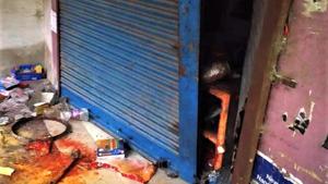A damaged shop in Nainital’s Ramnagar district.(HT Photo) A damaged shop in Nainital’s Ramnagar district.(HT Photo)