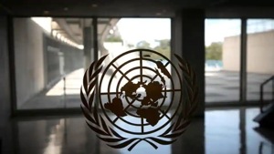 The United Nations logo is seen on a window in an empty hallway at United Nations headquarters during the 75th annual UN general assembly high-level debate.(Reuters) The United Nations logo is seen on a window in an empty hallway at United Nations headquarters during the 75th annual UN general assembly high-level debate.(Reuters)