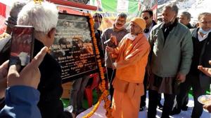 UP chief minister Yogi Adityanath inaugurating a tourist guest house near Badrinath shrine in Chamoli district.(HT Photo) UP chief minister Yogi Adityanath inaugurating a tourist guest house near Badrinath shrine in Chamoli district.(HT Photo)