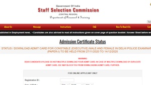 SSC Delhi Police constable admit card 2020.(Screengrab) SSC Delhi Police constable admit card 2020.(Screengrab)