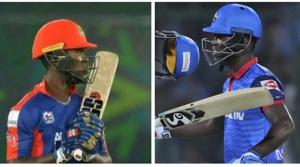 Sherfane Rutherford during PSL and IPL.(Twitter/AP) Sherfane Rutherford during PSL and IPL.(Twitter/AP)