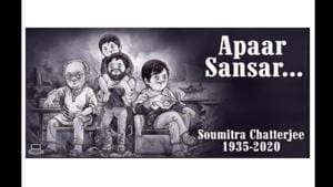 The doodle shows late actor Soumitra Chatterjee’s different roles played on screen.(Facebook/Amul)