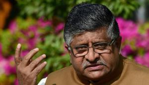 Union law minister Ravi Shankar Prasad.(PTI) Union law minister Ravi Shankar Prasad.(PTI)