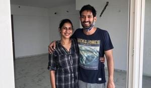 Vikrant Massey and Sheetal Thakur in their new home. Vikrant Massey and Sheetal Thakur in their new home.