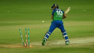 Shahid Afridi was out for a golden duck in the Eliminator.(Getty Images) Shahid Afridi was out for a golden duck in the Eliminator.(Getty Images)