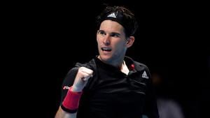 Dominic Thiem won the first set after coming from 5-2 down in the tiebreaker, saving two set points in the process.(Getty Images) Dominic Thiem won the first set after coming from 5-2 down in the tiebreaker, saving two set points in the process.(Getty Images)