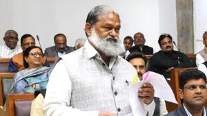 Haryana home minister Anil Vij on Wednesday offered to be the first volunteer for Phase 3 trial of Covaxin in Haryana.(Keshav Singh/HT File Photo) Haryana home minister Anil Vij on Wednesday offered to be the first volunteer for Phase 3 trial of Covaxin in Haryana.(Keshav Singh/HT File Photo)