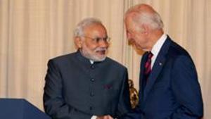 2014 file image of Prime Minister Narendra Modi greets the then US Vice President Joe Biden in Washington DC.(PTI File Photo) 2014 file image of Prime Minister Narendra Modi greets the then US Vice President Joe Biden in Washington DC.(PTI File Photo)