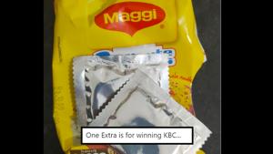 The image shows the Maggi packet with two masala sachets.(Twitter/@mohita_ips) The image shows the Maggi packet with two masala sachets.(Twitter/@mohita_ips)