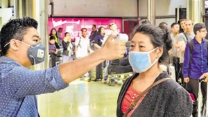 A passenger undergoes thermal check at the Dimapur airport.(PTI FILE PHOTO) A passenger undergoes thermal check at the Dimapur airport.(PTI FILE PHOTO)