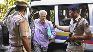 Rao was arrested in August 2018. He was first taken to JJ Hospital on May 28 after he fell unconscious, but was discharged on June 1(PTI file photo) Rao was arrested in August 2018. He was first taken to JJ Hospital on May 28 after he fell unconscious, but was discharged on June 1(PTI file photo)