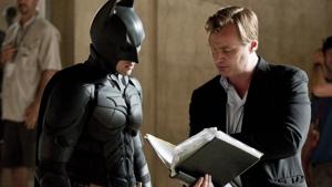 Christopher Nolan directs Christian Bale on The Dark Knight. Christopher Nolan directs Christian Bale on The Dark Knight.