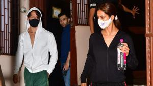 Tiger Shroff and Disha Patani at a dubbing studio.(Varinder Chawla) Tiger Shroff and Disha Patani at a dubbing studio.(Varinder Chawla)