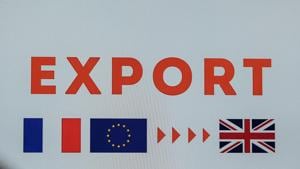 An 'Export' sign featuring French and UK national flags and the stars of the European Union (EU) as the Port of Le Havre presents its Brexit preparations in Le Havre, France, on Friday, Nov. 20, 2020.(Bloomberg) An 'Export' sign featuring French and UK national flags and the stars of the European Union (EU) as the Port of Le Havre presents its Brexit preparations in Le Havre, France, on Friday, Nov. 20, 2020.(Bloomberg)