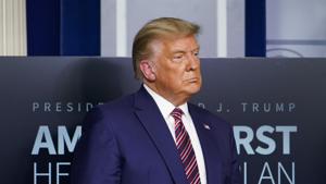 President Donald Trump listens during a news conference in the briefing room at the White House in Washington.(AP) President Donald Trump listens during a news conference in the briefing room at the White House in Washington.(AP)