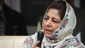 Peoples Democratic Party (PDP) President Mehbooba Mufti addresses a press conference at party HQ in Jammu.(PTI) Peoples Democratic Party (PDP) President Mehbooba Mufti addresses a press conference at party HQ in Jammu.(PTI)