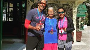 Milind Soman’s mother pumps up fans’ fitness motivation as we enter a new week(Instagram/milindrunning) Milind Soman’s mother pumps up fans’ fitness motivation as we enter a new week(Instagram/milindrunning)
