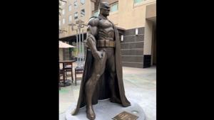 The image shows the bronze Batman statue in Burbank, California.(Twitter)