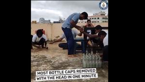 Indian Martial Arts expert Prabhakar Reddy set a Guinness world record by removing 68 bottle caps.(Twitter/@GWR) Indian Martial Arts expert Prabhakar Reddy set a Guinness world record by removing 68 bottle caps.(Twitter/@GWR)