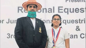 Padmini Rao, who won multiple medals in the horse jumping competition, with her teacher.(HT) Padmini Rao, who won multiple medals in the horse jumping competition, with her teacher.(HT)