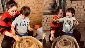 Kareena-Taimur bonding over pottery making is cutest thing on the Internet(Instagram/kareenakapoorkhan) Kareena-Taimur bonding over pottery making is cutest thing on the Internet(Instagram/kareenakapoorkhan)