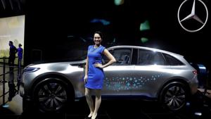 FILE PHOTO: A model poses alongside the Mercedes Benz Concept EQ car at the India Auto Show 2018 in Greater Noida, India February 8, 2018. REUTERS/Saumya Khandelwal/File Photo FILE PHOTO: A model poses alongside the Mercedes Benz Concept EQ car at the India Auto Show 2018 in Greater Noida, India February 8, 2018. REUTERS/Saumya Khandelwal/File Photo