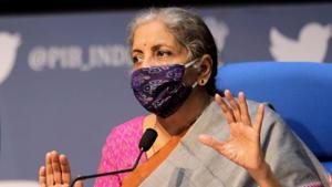 New Delhi, Oct 12 (ANI): Finance Minister Nirmala Sitharaman addresses during a press conference, in New Delhi on Monday. (ANI PHOTO)(ANI) New Delhi, Oct 12 (ANI): Finance Minister Nirmala Sitharaman addresses during a press conference, in New Delhi on Monday. (ANI PHOTO)(ANI)